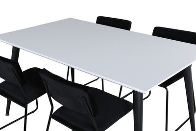 Venture Home Jimmy & Kenth Rektangulärt Matbord 150 x 90 Vit + 4 st Matstolar Svart