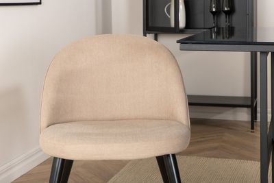 Venture Home Leif & Velvet Rektangulärt Matbord 200 x 90 Svart + 6 st Matstolar Beige