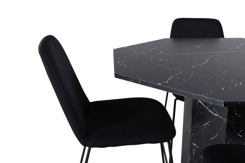 Venture Home Muce & Marbs 4 st Matstolar Svart + Runt Matbord ⌀110 Svart