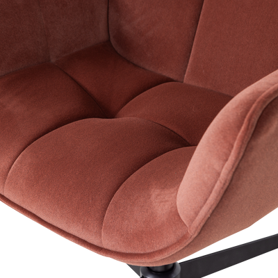 WOOOD WIBO Snurrfåtölj Mat Sammet Brunröd