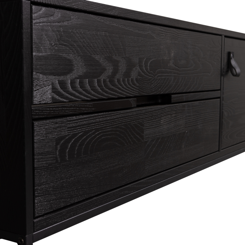 WOOOD SILAS TV-bänk i svart askträ, 120 cm