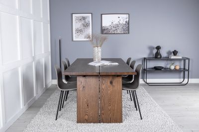 Venture Home Logger & Arctic Rektangulärt Matbord 210 x 100 Natur + Matstolar 6-pack Beige