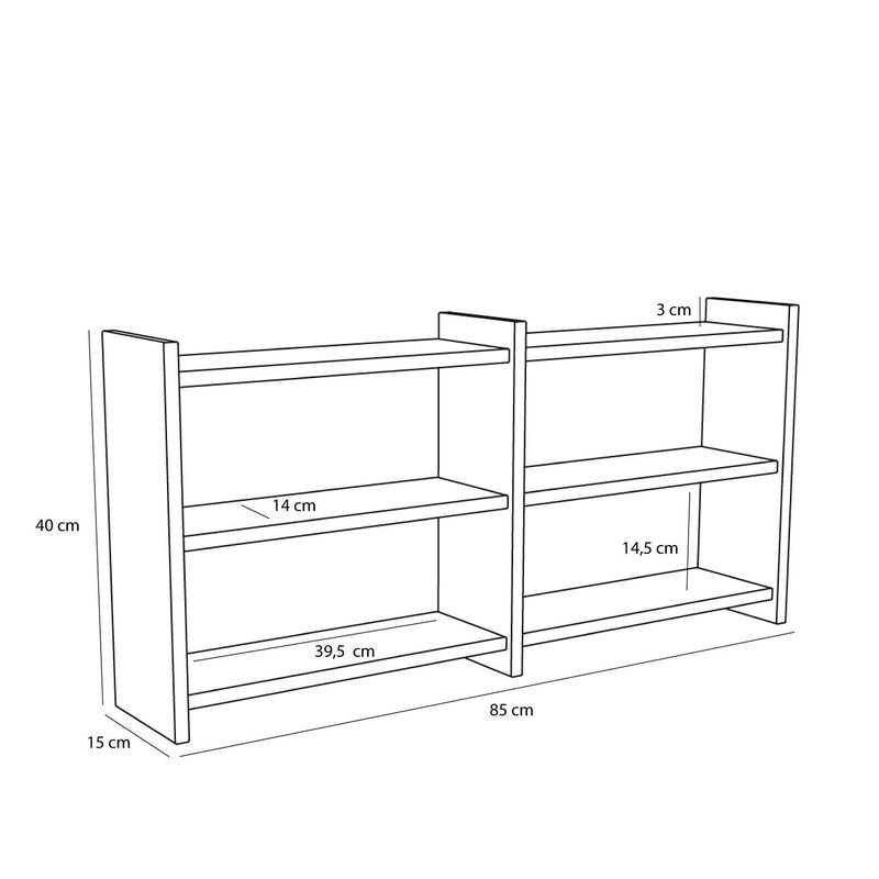Hübsch Kant Väggmonterad Hylla Natur 85x15xh40cm
