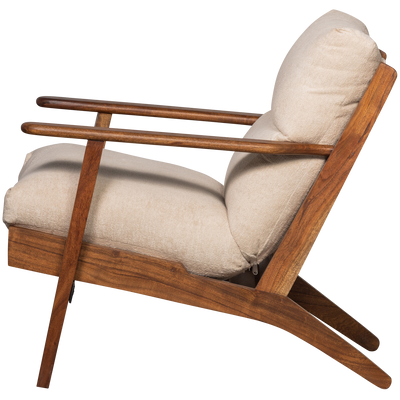 WOOOD Houston Fåtölj i Bouclé och Naturligt Akacia