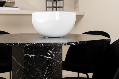 Venture Home Wrinkles & Marbs 4 st Matstolar Svart + Runt Matbord ⌀110 Svart