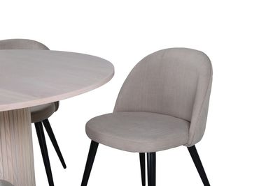 Venture Home Bianca & Velvet Runt Matbord ⌀110 Vitputsad + 4 st Matstolar Beige