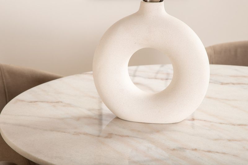 Venture Home Berit & Estelle 4 st Matstolar Beige + Runt Matbord ⌀106 Vit