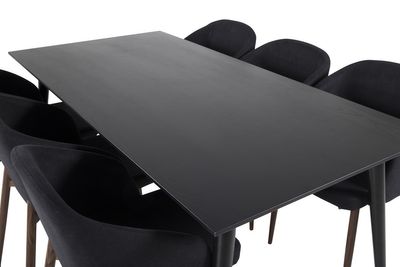 Venture Home Arch & Dipp 6 st Matstolar Svart + Rektangulärt Matbord 180 x 90 Svart