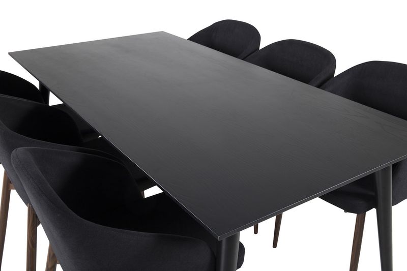 Venture Home Arch & Dipp 6 st Matstolar Svart + Rektangulärt Matbord 180 x 90 Svart