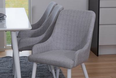 Venture Home Plaza & Polar 6 st Matstolar Grå + Rektangulärt Matbord 180 x 90 Vit