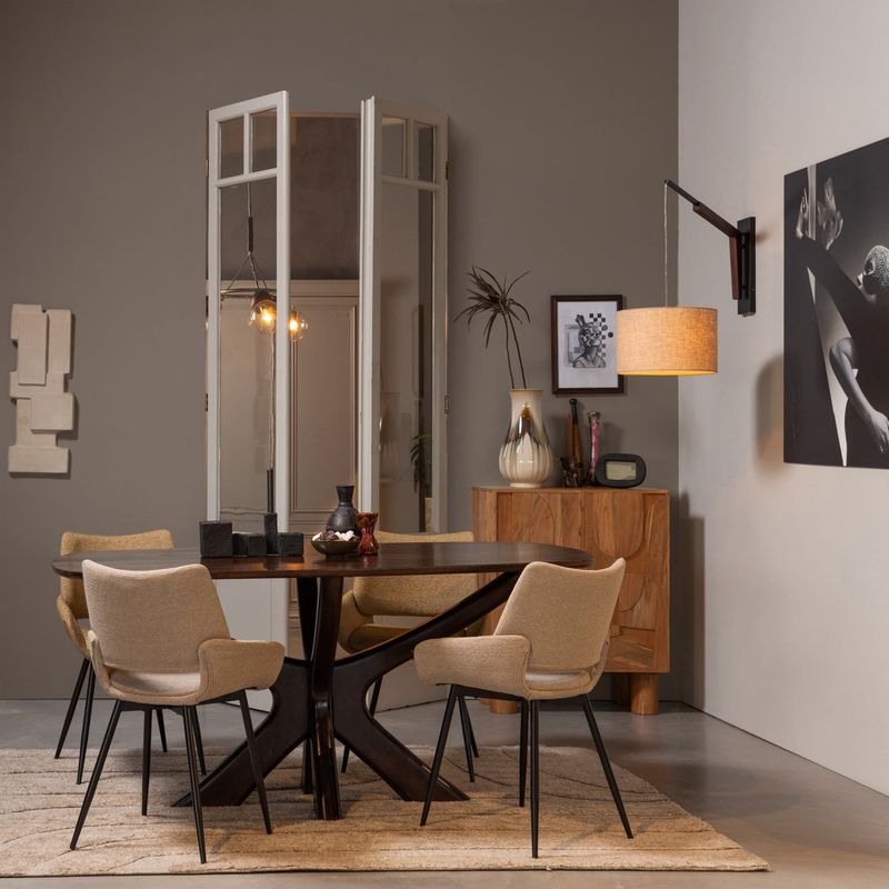 WOOOD Parade Matstol i Melangetextil Sand 2 st