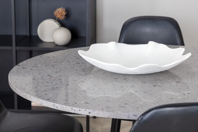 Venture Home Razzia & Polar Runt Matbord ⌀106 Grå + 4 st Matstolar Svart