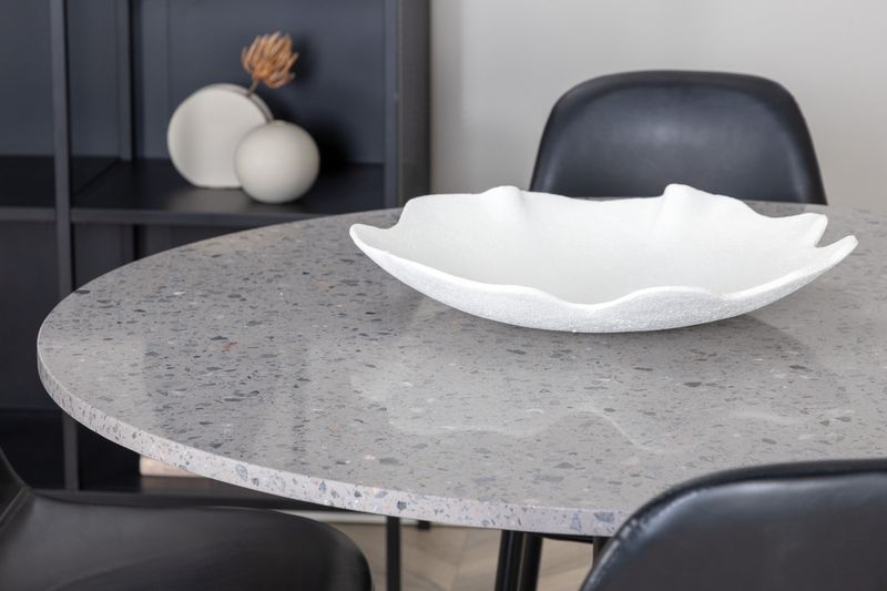 Venture Home Razzia & Polar Runt Matbord ⌀106 Grå + 4 st Matstolar Svart