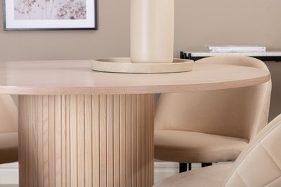 Venture Home Bianca & Velvet Runt Matbord ⌀110 Vitputsad + 4 st Matstolar Beige