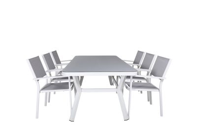 Venture Home Virya & Copacabana Rektangulärt Matbord 200 x 100 Vit + 6 st Matstolar