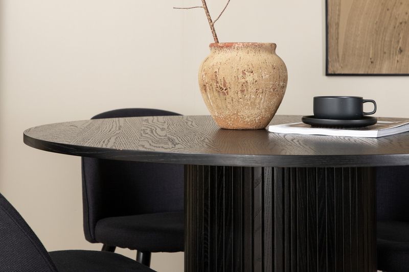 Venture Home Bianca & Velvet Runt Matbord ⌀110 Svart + 4 st Matstolar Svart