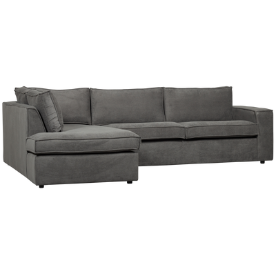 WOOOD Thomas Hörnsoffa Ribbstickad Tyg Vänster Mörkgrå