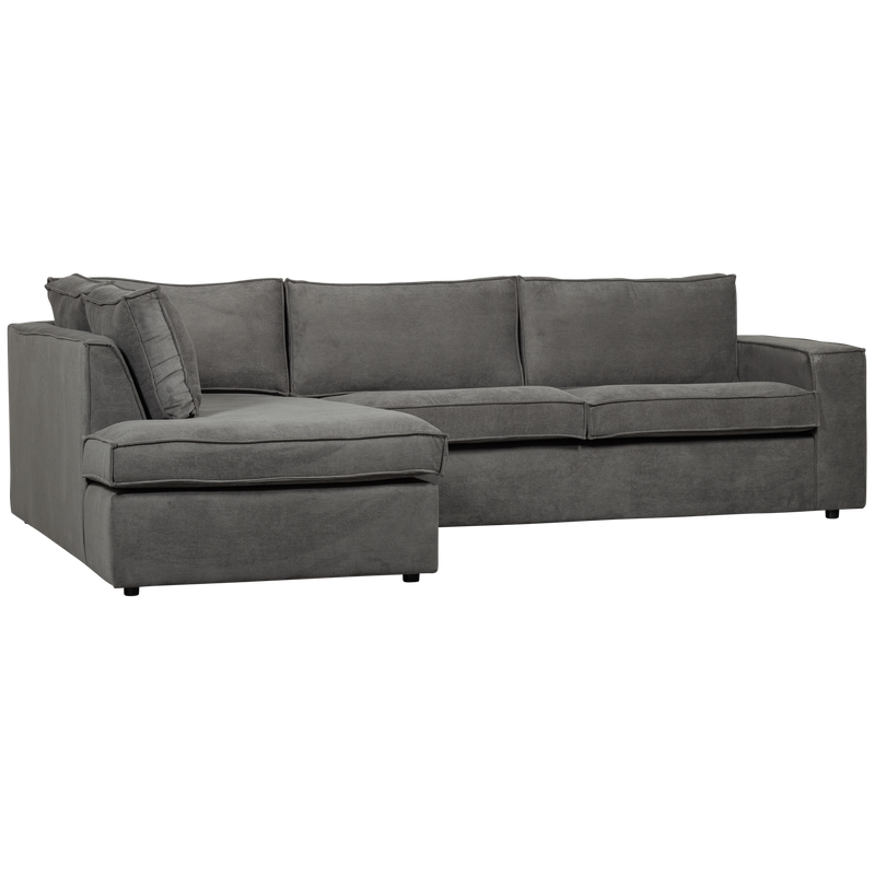 WOOOD Thomas Hörnsoffa Ribbstickad Tyg Vänster Mörkgrå