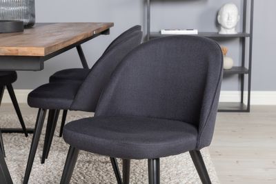 Venture Home Jakarta & Velvet Rektangulärt Matbord 200 x 90 Svart + 6 st Matstolar Svart