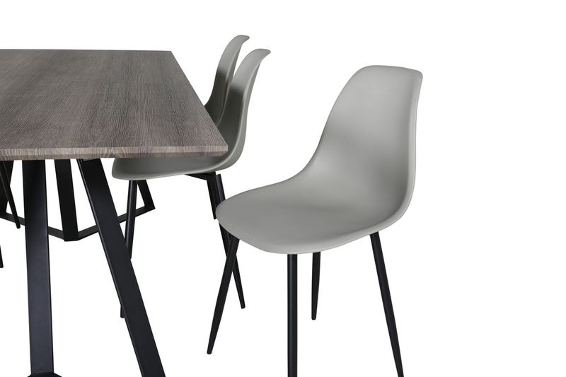 Venture Home Polar & Marina 6 st Matstolar Grå + Rektangulärt Matbord 180 x 90 Natur