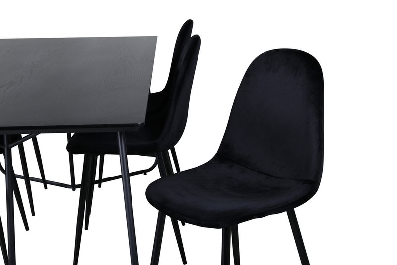 Venture Home Petra & Polar Rektangulärt Matbord 190 x 90 Svart + 6 st Matstolar Svart