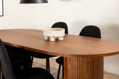 Venture Home Bianca & Polar Ovalt Matbord 200 x 90 Valnöt + 6 st Matstolar Svart