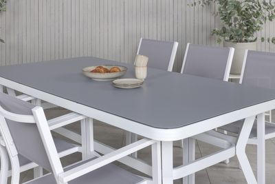 Venture Home Virya & Copacabana Rektangulärt Matbord 200 x 100 Vit + 6 st Matstolar