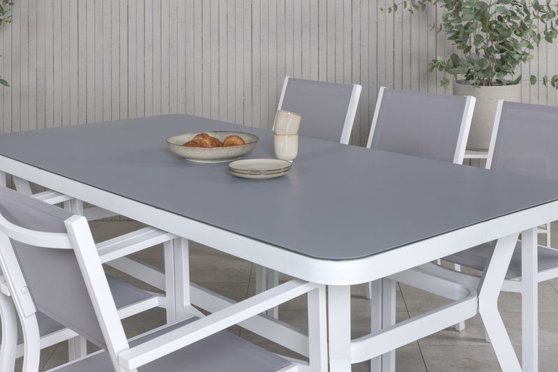 Venture Home Virya & Copacabana Rektangulärt Matbord 200 x 100 Vit + 6 st Matstolar