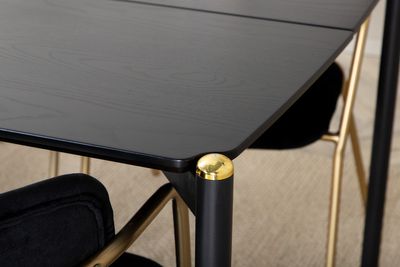 Venture Home Arrow & Pelle 6 st Matstolar Svart + Rektangulärt Matbord 190 x 90 Svart