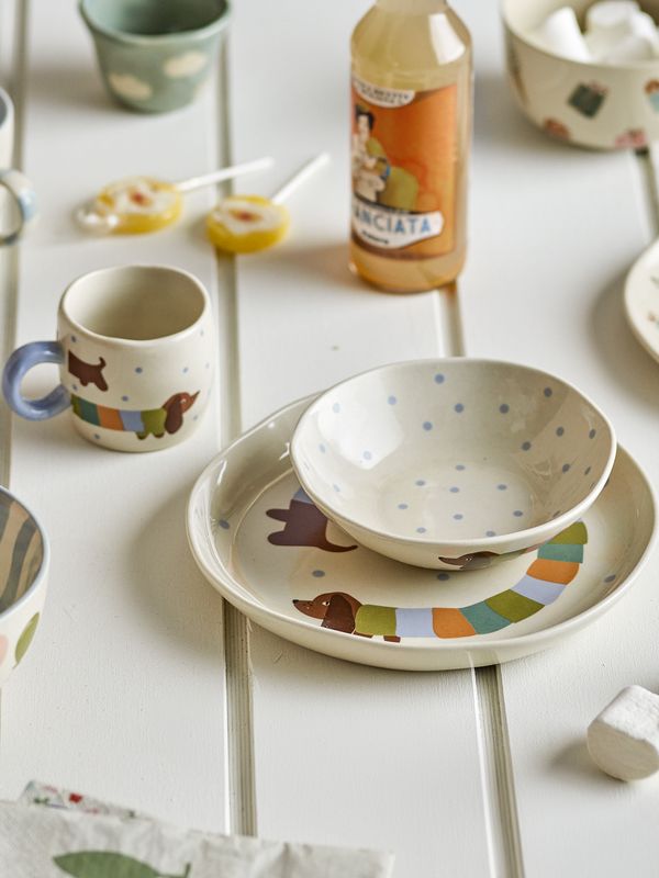 Bloomingville Mini Charlie Tableware Set, Blå, Stengods - 6-pack