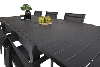 Venture Home Copacabana & Marbella Matstolar Svart + Rektangulärt Matbord 160 x 100 Svart