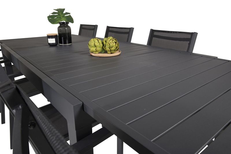 Venture Home Copacabana & Marbella Matstolar Svart + Rektangulärt Matbord 160 x 100 Svart