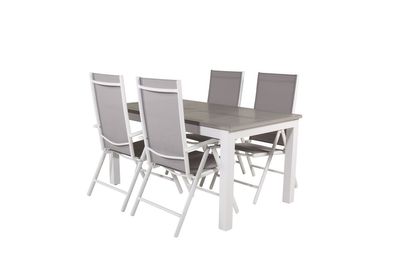 Venture Home Albany & Break Rektangulärt Matbord 152 x 90 Vit + 4 st Positionsstolar Grå
