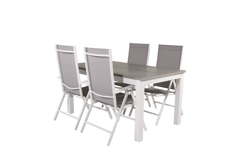 Venture Home Albany & Break Rektangulärt Matbord 152 x 90 Vit + 4 st Positionsstolar Grå