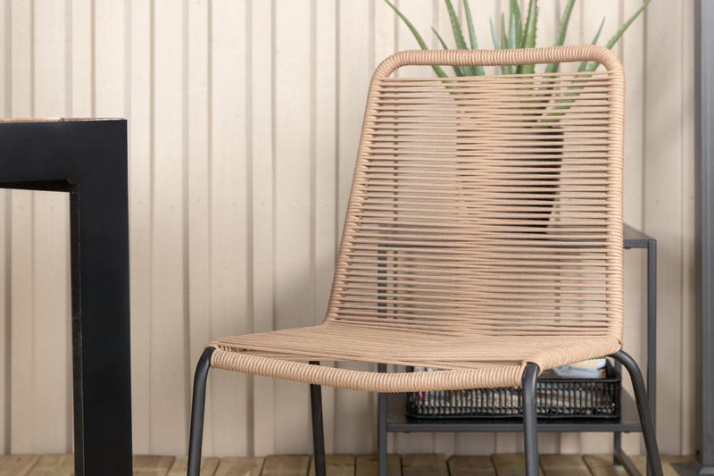 Venture Home Lindos & Bois 6 st Matstolar Brun + Rektangulärt Matbord 205 x 90 Natur