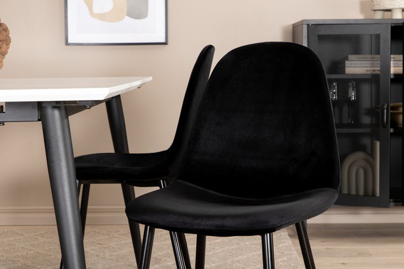 Venture Home Jimmy & Polar Rektangulärt Matbord 150 x 90 Vit + 4 st Matstolar Svart