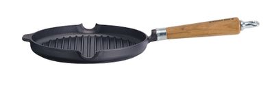 Ronneby Bruk, Grillpanna Gjutjärn 24 cm Hällpipar & Massiv Ek Handtag