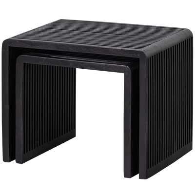 WOOOD Willa Sidobord Set av 2 - Återvunnet Teak Svart