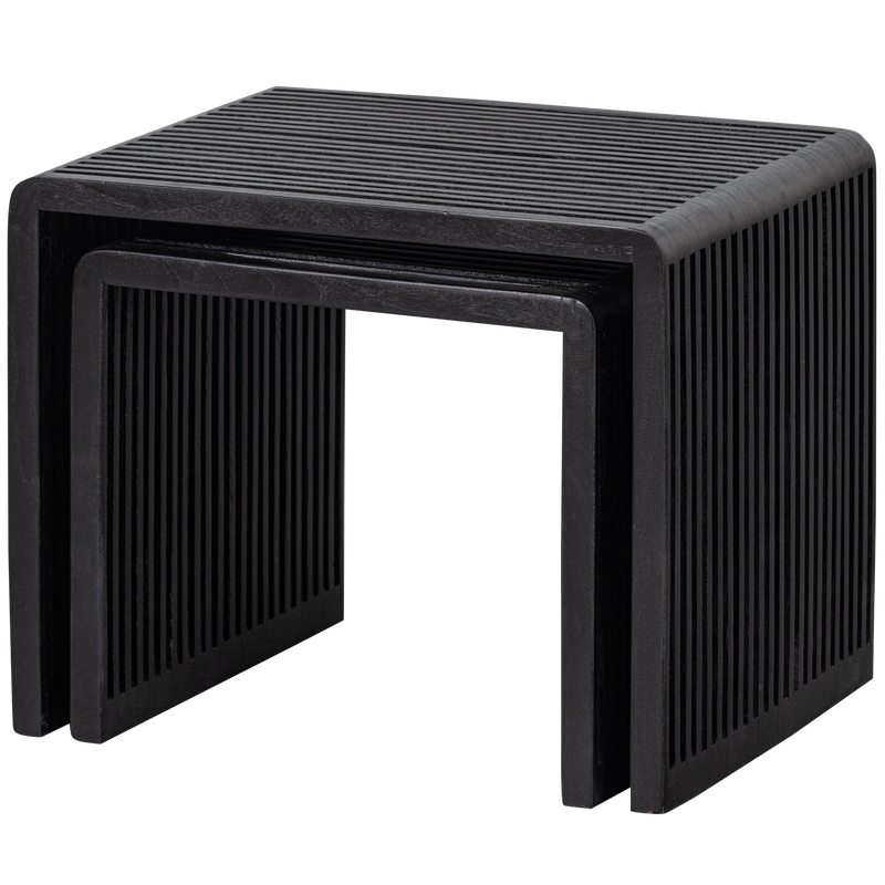 WOOOD Willa Sidobord Set av 2 - Återvunnet Teak Svart