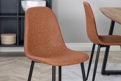 Venture Home Polar & Inca 4 st Matstolar Brun + Rektangulärt Matbord 160 x 85 Valnöt