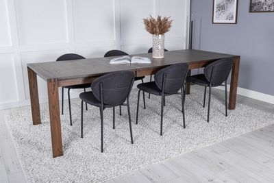 Venture Home Slider & Vault Rektangulärt Matbord 170 x 95 Natur + Matstolar 6-pack Svart