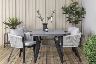 Venture Home Virya Rektangulärt Matbord 160 x 90 Svart + 4 st Matstolar Svart