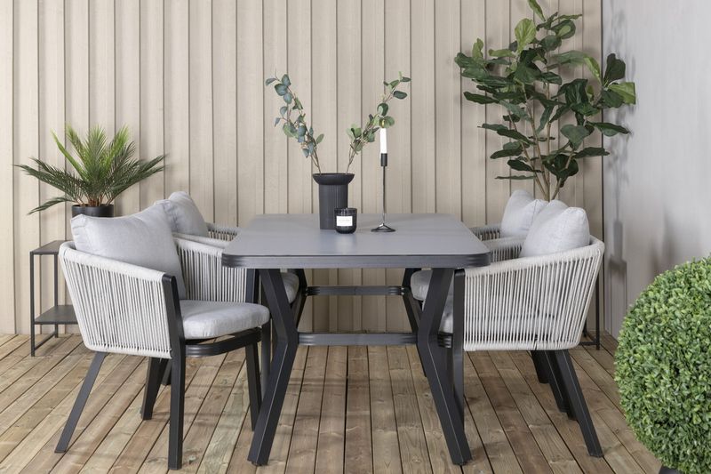 Venture Home Virya Rektangulärt Matbord 160 x 90 Svart + 4 st Matstolar Svart