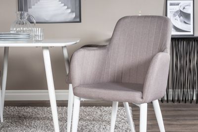 Venture Home Polar & Comfort Rektangulärt Matbord 120 x 75 Vit + Matstolar 4 st Grå