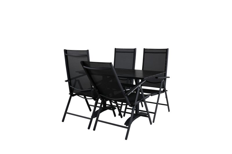 Venture Home Denver & Break Rektangulärt Matbord 120 x 70 Svart + 4 st Positionsstolar Svart