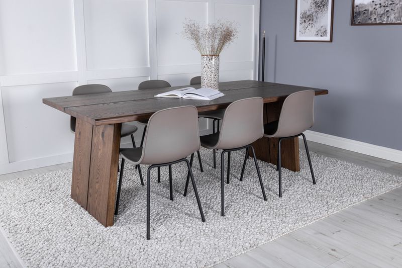 Venture Home Logger & Arctic Rektangulärt Matbord 210 x 100 Natur + Matstolar 6-pack Beige