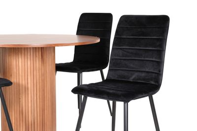 Venture Home Bianca & Windu Runt Matbord ⌀110 Valnöt + 4 st Matstolar Svart