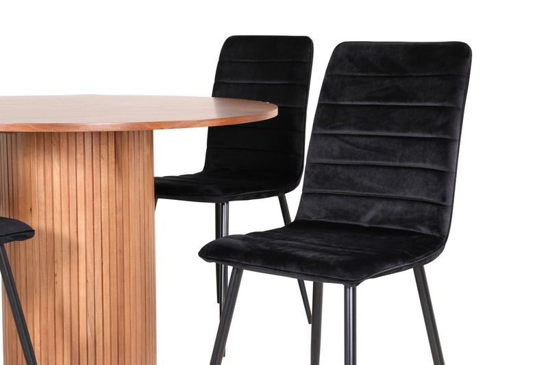 Venture Home Bianca & Windu Runt Matbord ⌀110 Valnöt + 4 st Matstolar Svart