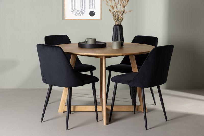 Venture Home Yakidon & Night Runt Matbord ⌀120 Brun + 4 st Matstolar Svart