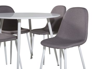 Venture Home Plaza & Polar Runt Matbord ⌀100 Vit + 4 st Matstolar Grå